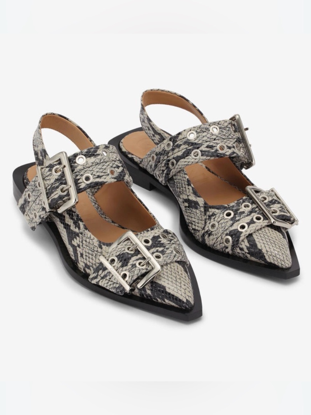 Ganni Feminine Buckle Ballet Flats -  NWT
